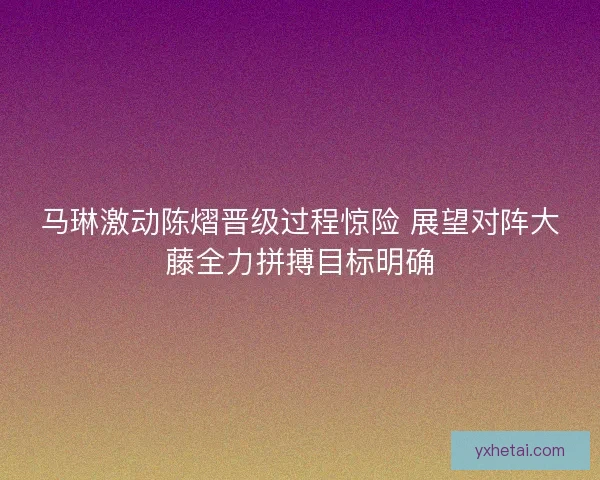 马琳激动陈熠晋级过程惊险 展望对阵大藤全力拼搏目标明确
